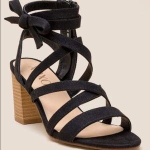 XOXO black emosa strappy block heel